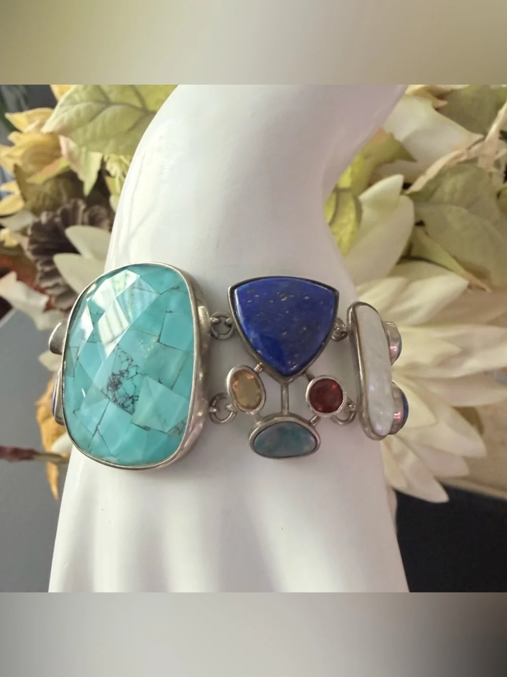 Whitney Kelly 925 Sterling Silver & Stones Toggle Bracelet